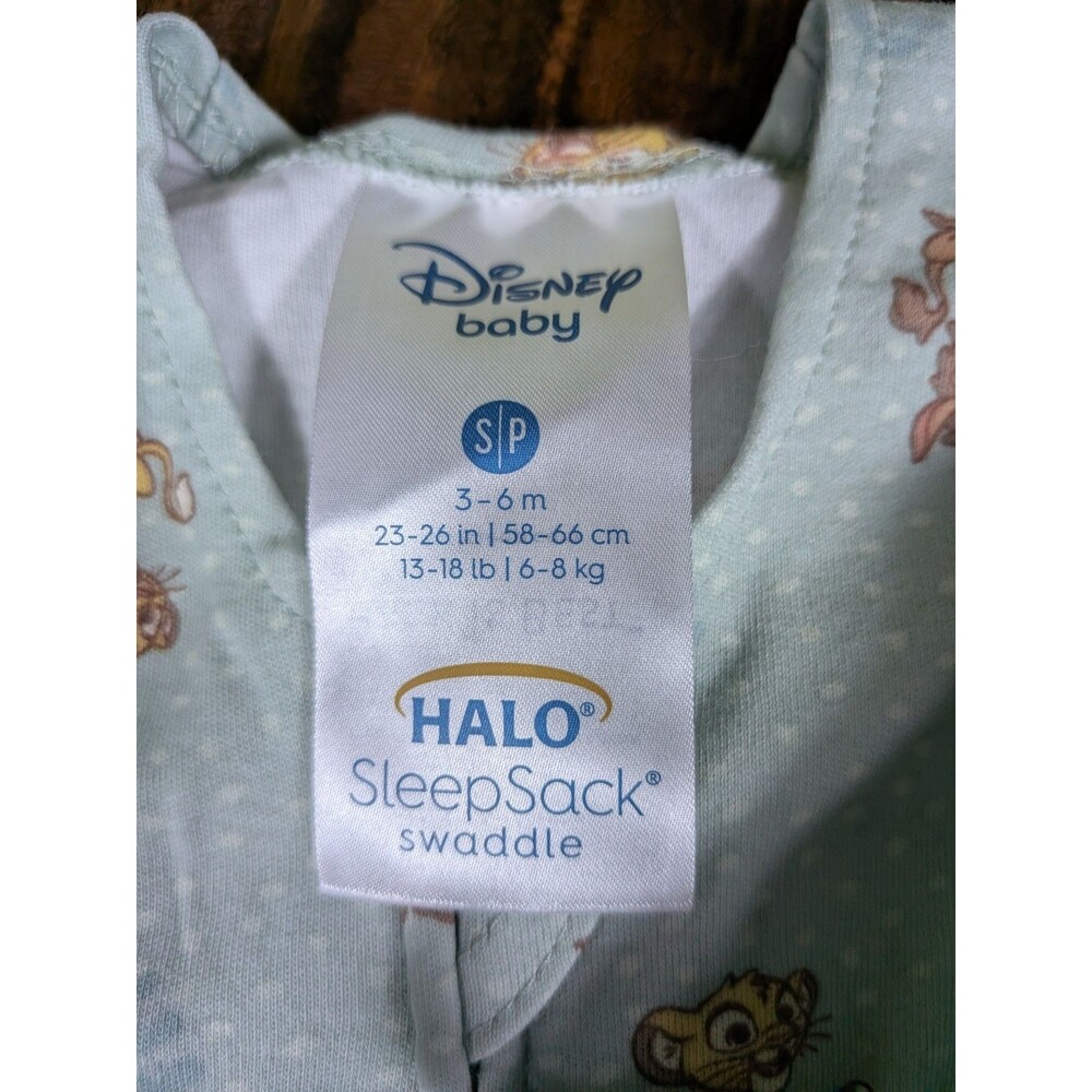 HALO SleepSack Swaddle Disney Lion King Green Cotton Small S/P 3-6 Months - Picture 4 of 5